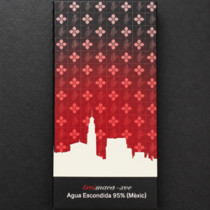 Rajola de xocolata Agua Escondida 95% de Mèxic, de 70 g, amb el nou packaging vermell de Tresmaca-xoc.
