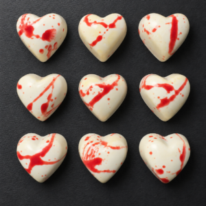 Bombons de xocolata blanca i gerds en forma de cor